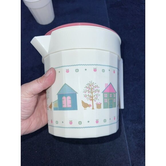 PackerWare Vintage Made In USA 1.5 Quart Plastic Handled Pitcher & 3 Cups - Picture 4 of 11